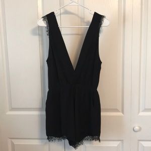 Black Lace-trimmed Romper